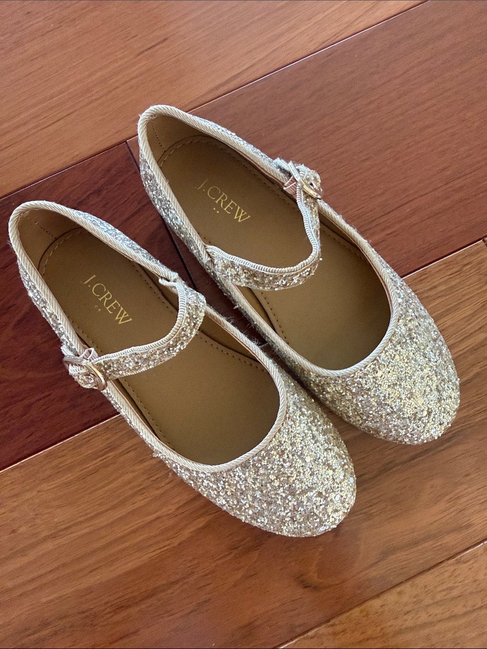 J. Crew Girls' Gold Glitter Mary Janes with Buckle